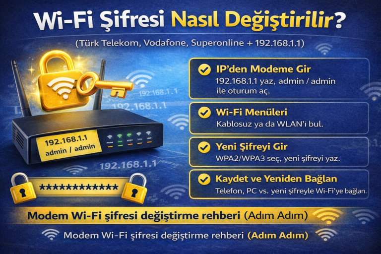 Wi-Fi Şifresi Nasıl Değiştirilir? (Türk Telekom, Vodafone, Superonline + 192.168.1.1) Wi-Fi Şifresi Nasıl Değiştirilir? (Türk Telekom, Vodafone, Superonline + 192.168.1.1)